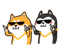 Husky And Shiba 二哈萌柴2微信表情 Sticker - Husky And Shiba 二哈萌柴2微信表情 Rock And Roll Stickers