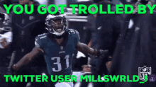 a football player with the number 31 on his jersey is being trolled by twitter user millswrld