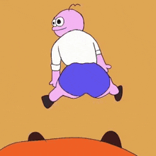 a cartoon character with a thought bubble that says please do n't get a boner