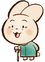 a cartoon of a rabbit holding a cane