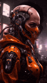 a futuristic woman wearing a mask and headphones has a sticker on her arm that says ' sd '