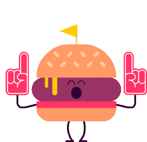 Hamburger Cheers With Number One Hands Sticker - Foodies Burger Patty Stickers