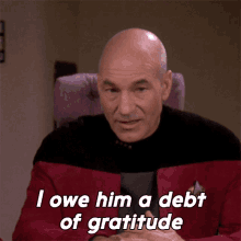 I Owe Him A Debt Of Gratitude Captain Jean Luc Picard GIF - I Owe Him A Debt Of Gratitude Captain Jean Luc Picard Star Trek GIFs