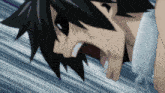 a close up of a anime character with his mouth open