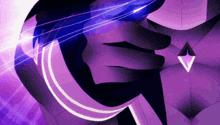 a purple and white graphic with a diamond in the center