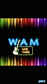 a sign that says live music with a guitar