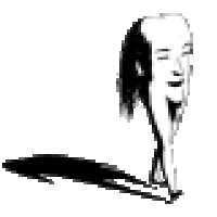 a black and white drawing of a woman with long hair sitting on the ground .