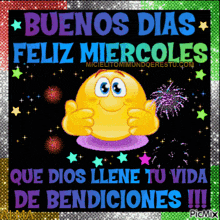 a picture of a smiley face that says buenos dias