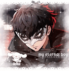 joker from persona 5 is wearing a mask and a black jacket .