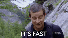 Its Fast Bear Grylls GIF - Its Fast Bear Grylls Alex Honnold Rappels Into A Ravine Running Wild With Bear Grylls GIFs