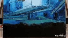 a painting is made in animatica and is displayed on a shelf