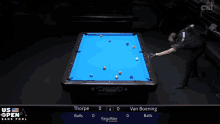 a man is playing pool on a diamond pool table during the us open bank pool championship