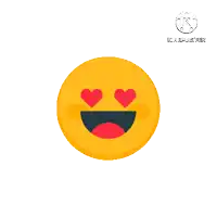 a yellow smiley face with red hearts in its eyes and a smile