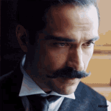 a close up of a man 's face with a mustache and the words rbd.gif below him