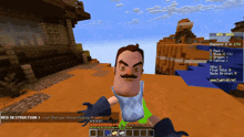 a screenshot of a minecraft game shows a man with a mustache