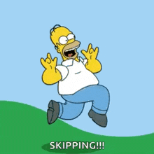 homer simpson from the simpsons is jumping in the air with his mouth wide open .