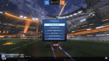 a screen shot of a rocket league game with the time 0:07