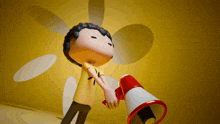 a cartoon character is holding a megaphone in his hand