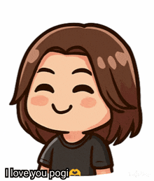a cartoon drawing of a girl with the words i love you pogi below her