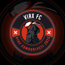 a logo for virx fc shows a grim reaper in a circle