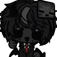 a cartoon drawing of a person wearing a black suit and red tie