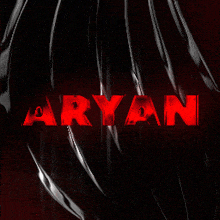 the name aryan is written in red letters on a black background