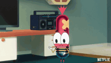 a cartoon character with a bandage on his head and a netflix logo on the bottom