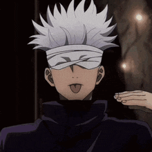 a cartoon character with a bandage on his head sticking out his tongue