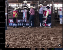 a group of cowboys are standing in front of a sign that says t5 on it