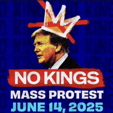 a poster for a no kings mass protest on june 14th 2025