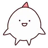 a cartoon drawing of a dolphin with a pink horn