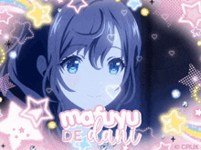 a picture of a girl with the name mafuyu de dani written on it