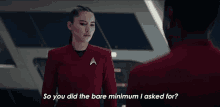 So You Did The Bare Minimum I Asked For Laan Noonien Singh GIF - So You Did The Bare Minimum I Asked For Laan Noonien Singh Christina Chong GIFs