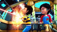 a cartoon of two boys standing next to each other