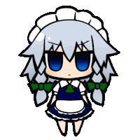 a cartoon drawing of a maid with gray hair
