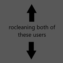 two arrows pointing up and down with the words rocleaning both of these users below them