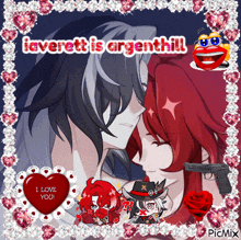 a picture of a man and woman with the words i love you on it