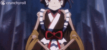 a crunchyroll ad with a girl in a maid costume
