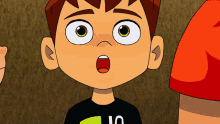 a cartoon boy wearing a shirt that says 10