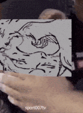 a black and white drawing of a man 's face with the words sport007tv written below it