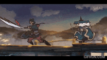 a gif from bilibili.com shows two samurai fighting