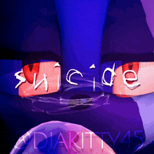a blue and purple poster with the word suicide written on it