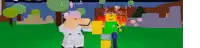 two roblox characters are standing next to each other in a video game .