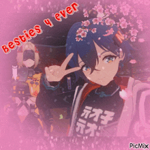 a picture of a girl with the words besties y ever