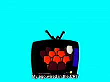 a cartoon of a girl holding a box with the words my ego wired in the crt