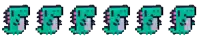 the letters t and t are displayed in a pixel art style on a white background