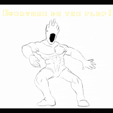 a drawing of a man giving the middle finger with the words everyone go to the floor