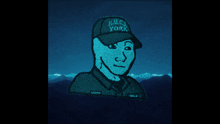 a drawing of a man wearing a h.m.c.s. york cap