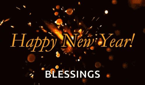 a happy new year greeting with fireworks and the words 