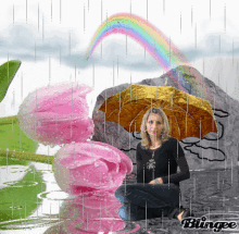 rainbow pretty flower rain umbrella